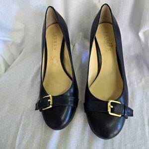 Lauren Ralph Lauren Saffron navy blue  6.5B Leather Platform Pump